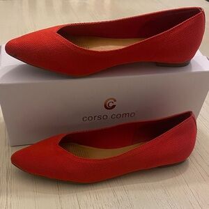 Corso Como Bright Red Pointed Toe Flats
